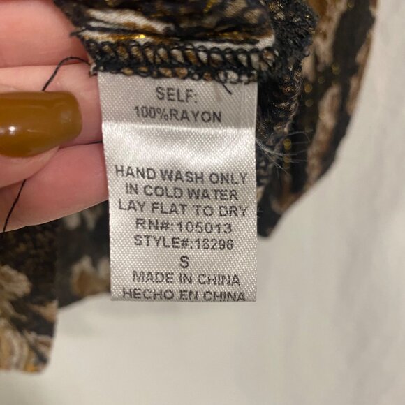Savanna Jane Brown Snakeskin Floral Embroidered Bohemian Blouse Size S - Picture 6 of 9